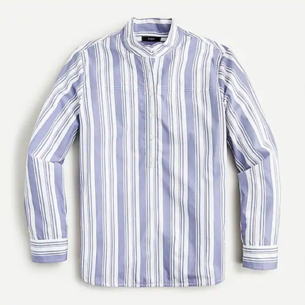 NWT J.Crew Band-collar cotton poplin tunic mix stripe size 6